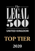 Legal 500 UK Top Tier Law Firm 2020 Award